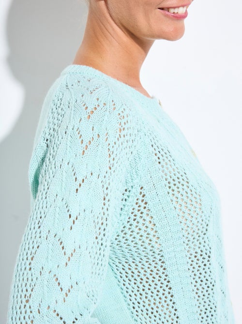 Gilet boutonné ajouré avec laine et cachemire - Kiabi