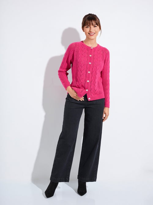 Gilet boutonné ajouré avec laine et cachemire - Kiabi