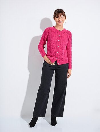 Gilet boutonné ajouré avec laine et cachemire