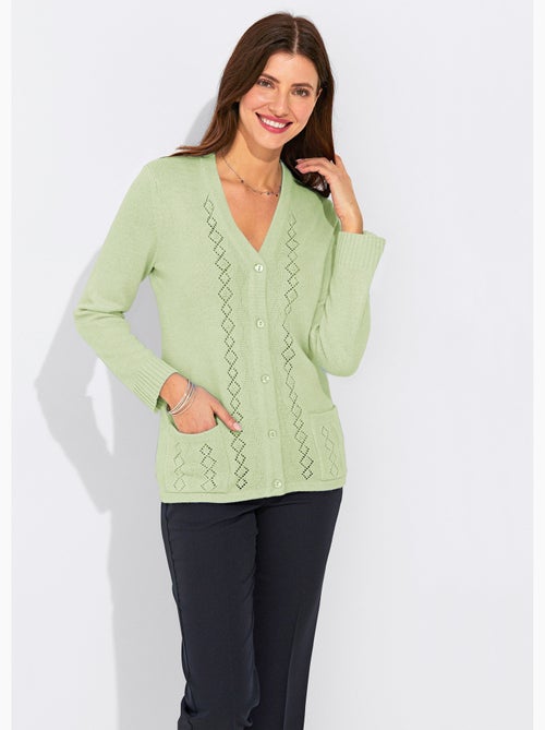 Gilet boutonné ajouré perlé - Afibel - Kiabi