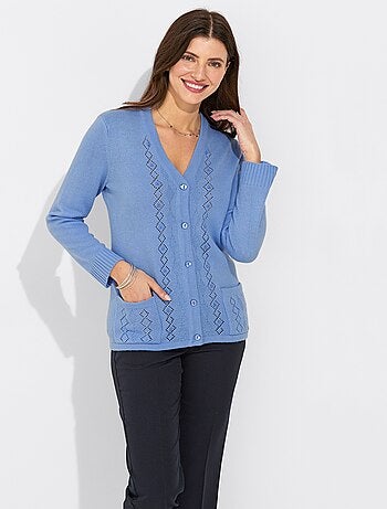 Gilet boutonné ajouré perlé