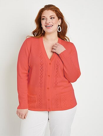 Gilet boutonné ajouré perlé