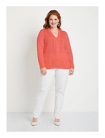 Gilet boutonné ajouré perlé