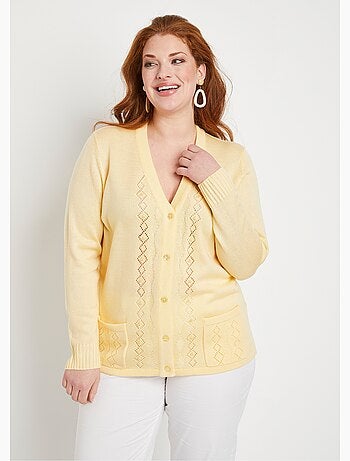 Gilet boutonné ajouré perlé