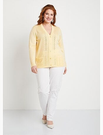 Gilet boutonné ajouré perlé