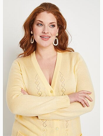 Gilet boutonné ajouré perlé