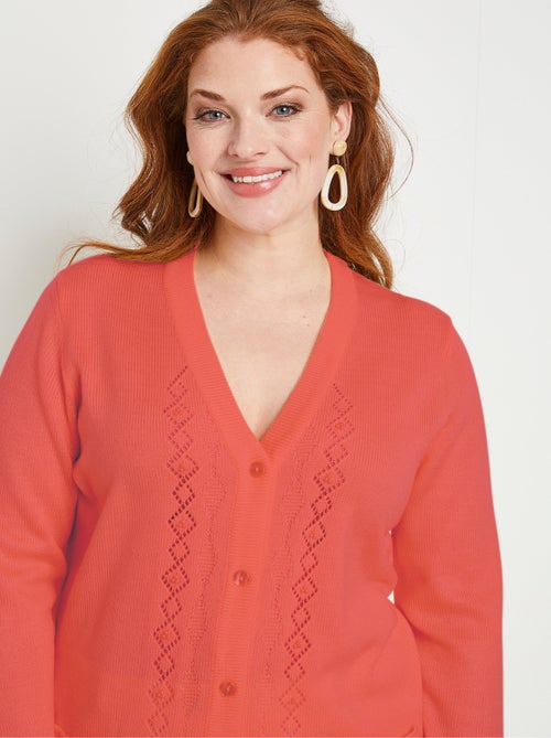 Gilet boutonné ajouré perlé - Kiabi