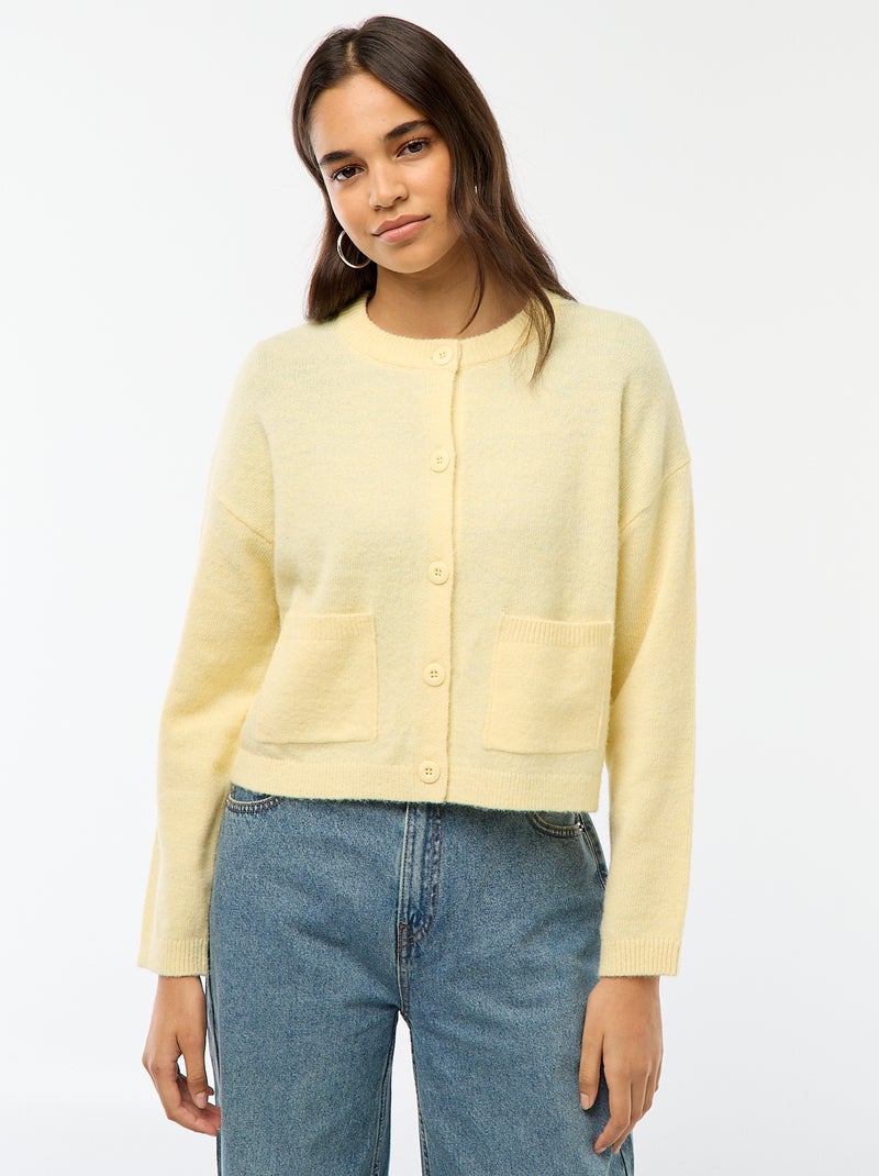 Gilet boutonné avec 2 poches plaquées Jaune - Kiabi