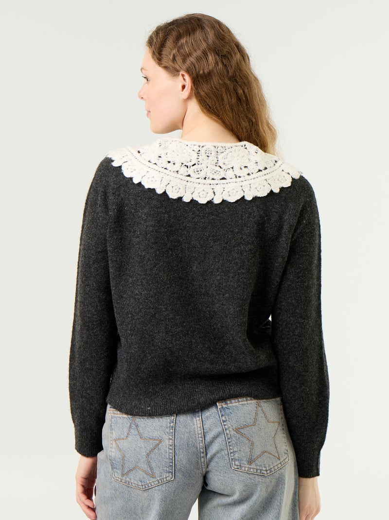 Gilet boutonné avec col claudine Gris - Kiabi
