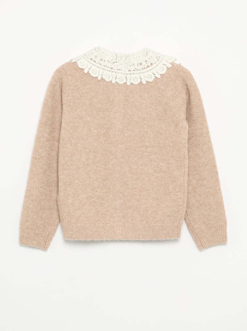 Gilet boutonné avec col fantaisie Beige - Kiabi