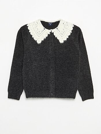 Gilet boutonné avec col fantaisie