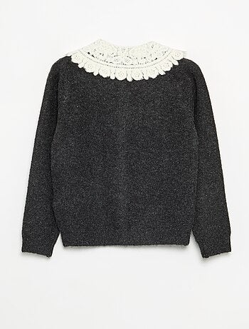 Gilet boutonné avec col fantaisie