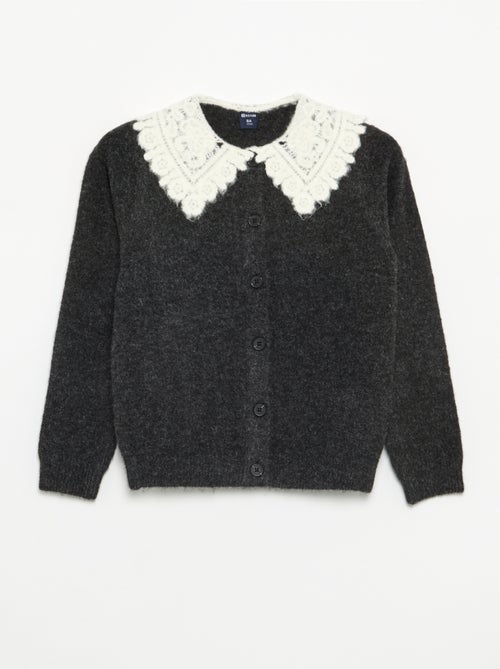 Gilet boutonné avec col fantaisie - Kiabi
