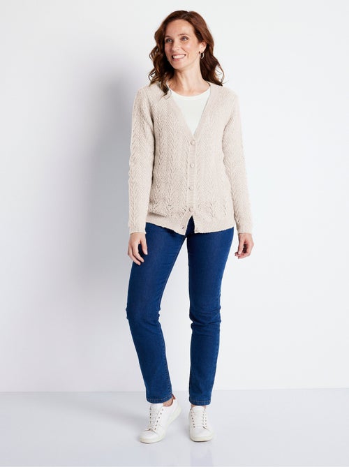 Gilet boutonné avec fibres recyclées - Afibel - Kiabi