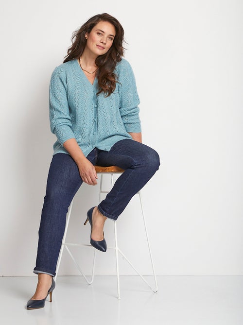 Gilet boutonné avec fibres recyclées - Afibel - Kiabi