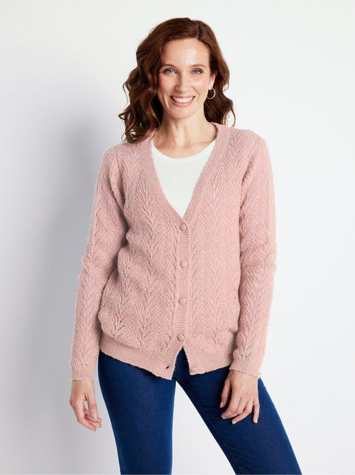 Gilet boutonné avec fibres recyclées - Afibel - Kiabi