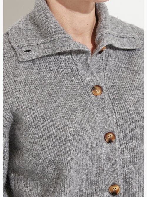 Gilet boutonné chaud côtelé avec laine et fibres recyclées - Afibel - Kiabi