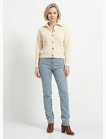 Gilet boutonné chaud côtelé avec laine et fibres recyclées - Afibel