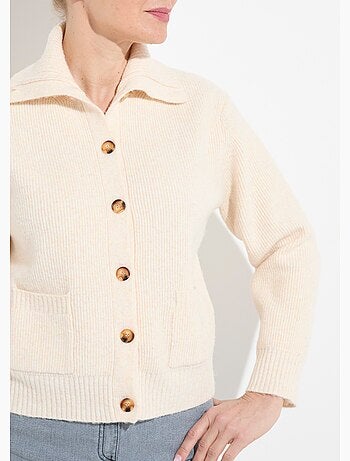 Gilet boutonné chaud côtelé avec laine et fibres recyclées - Afibel