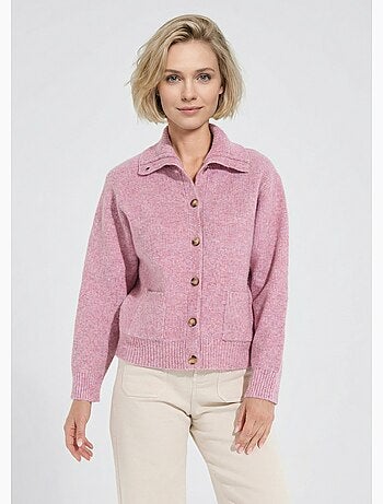 Gilet boutonné chaud côtelé avec laine et fibres recyclées - Afibel