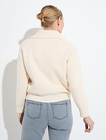 Gilet boutonné chaud côtelé avec laine et fibres recyclées