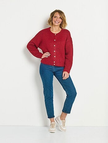 Gilet boutonné col rond chaud avec laine