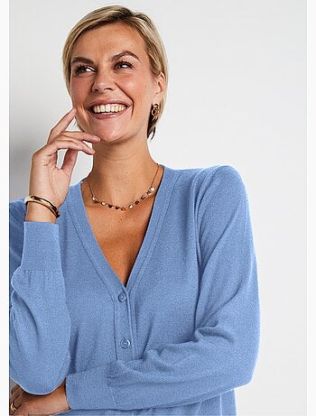 Gilet boutonné col V avec laine mérinos - Afibel