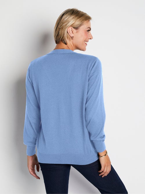 Gilet boutonné col V avec laine mérinos - Afibel - Kiabi