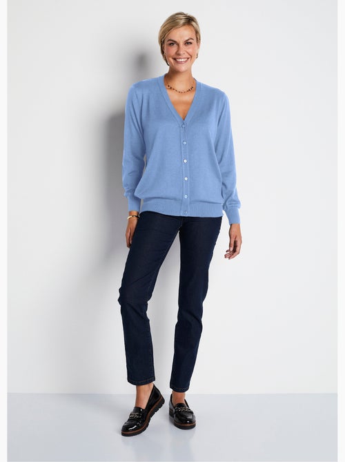Gilet boutonné col V avec laine mérinos - Afibel - Kiabi