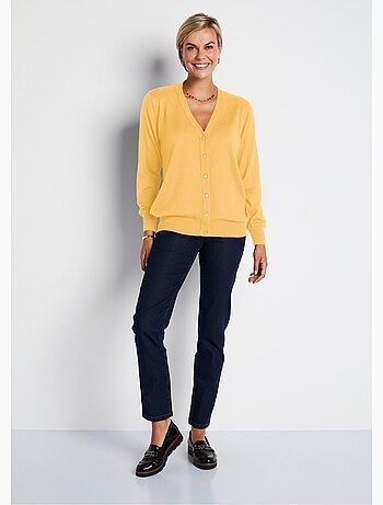 Gilet boutonné col V avec laine mérinos - Afibel