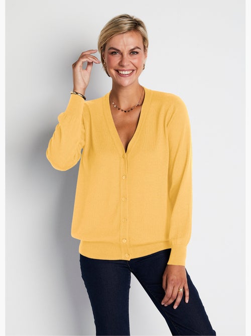 Gilet boutonné col V avec laine mérinos - Afibel - Kiabi