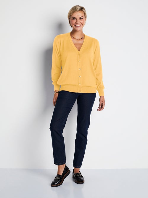 Gilet boutonné col V avec laine mérinos - Afibel - Kiabi