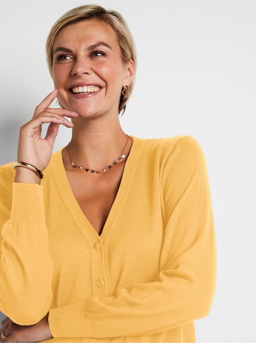 Gilet boutonné col V avec laine mérinos - Afibel - Kiabi