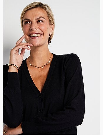 Gilet boutonné col V avec laine mérinos - Afibel