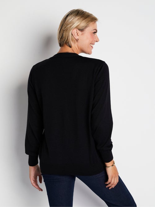 Gilet boutonné col V avec laine mérinos - Afibel - Kiabi