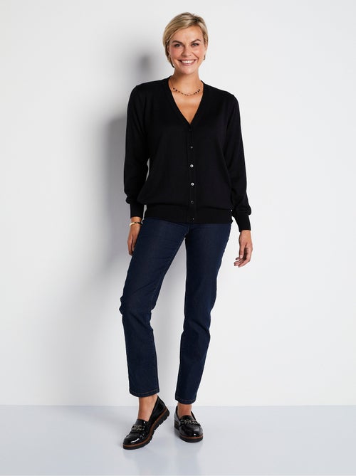 Gilet boutonné col V avec laine mérinos - Afibel - Kiabi
