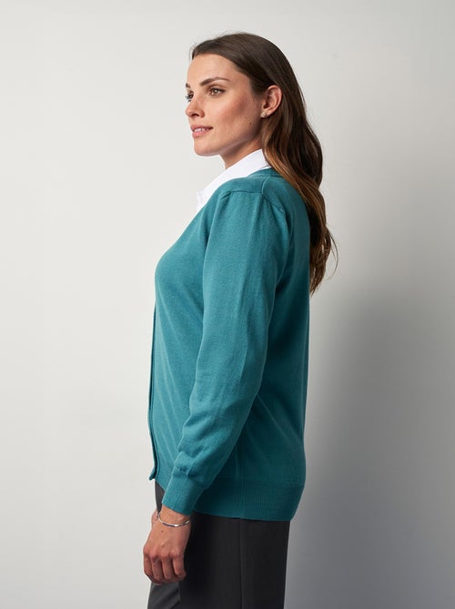 Gilet boutonné col V avec laine mérinos - Afibel - Kiabi