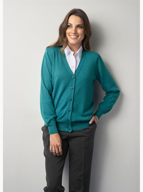 Gilet boutonné col V avec laine mérinos - Afibel - Kiabi