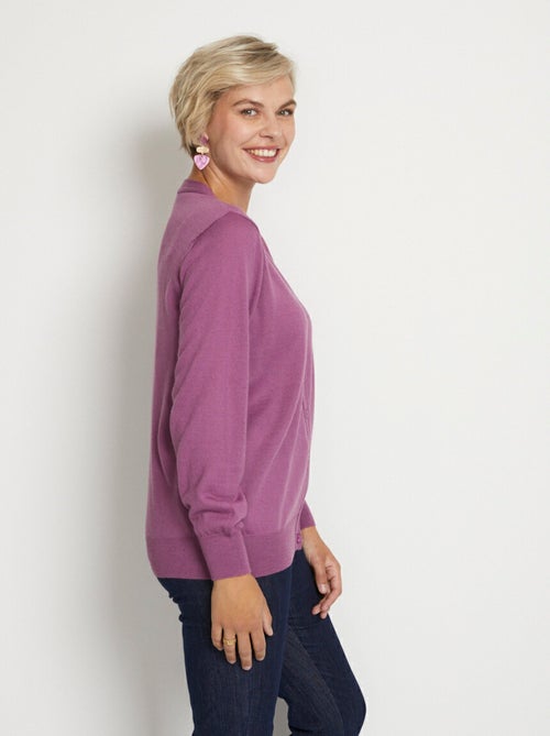 Gilet boutonné col V avec laine mérinos - Afibel - Kiabi