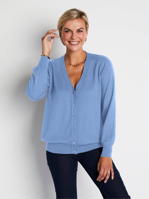 Gilet boutonné col V avec laine mérinos - Kiabi
