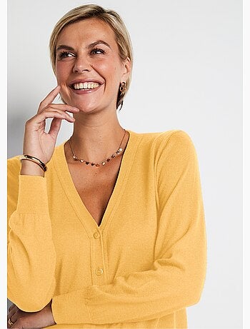 Gilet boutonné col V avec laine mérinos