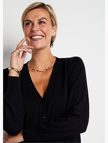 Gilet boutonné col V avec laine mérinos