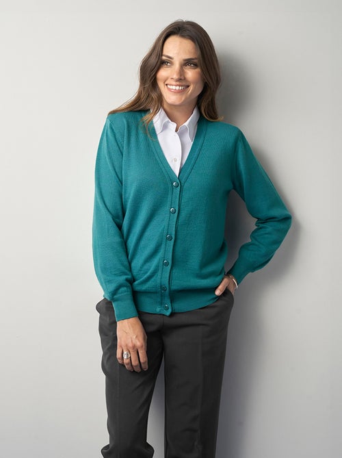 Gilet boutonné col V avec laine mérinos - Kiabi