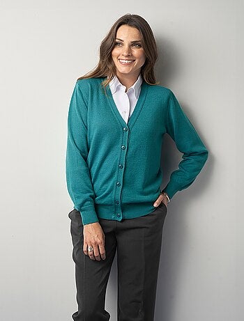 Gilet boutonné col V avec laine mérinos