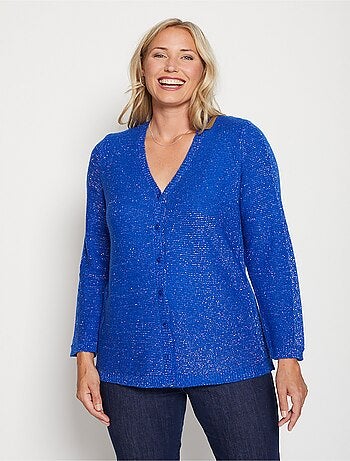 Gilet boutonné col V détails ajourés