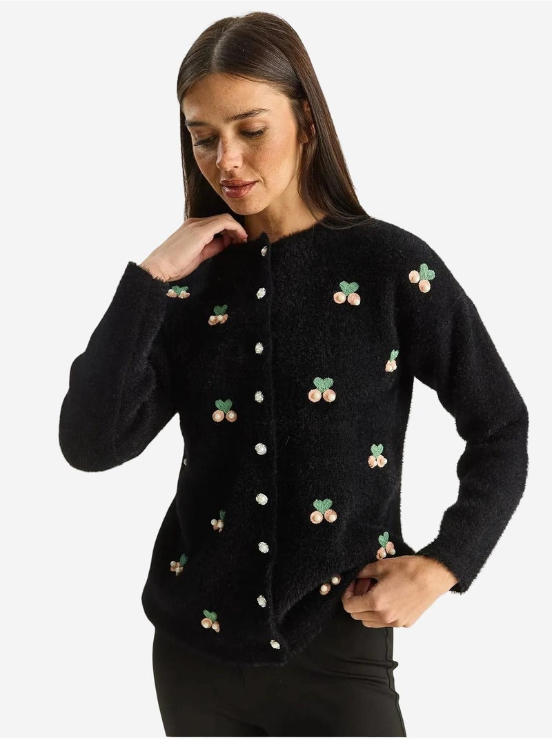 Gilet boutonné côtelé brodé lucci Noir - Kiabi