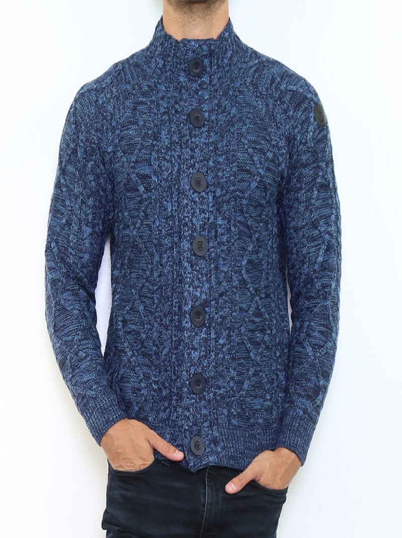 Gilet boutonné en maille Bleu marine - Kiabi