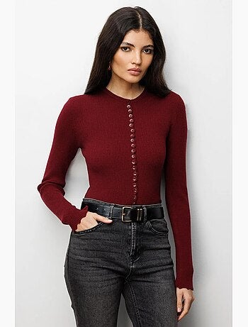 Gilet boutonné en maille côtelée mixray