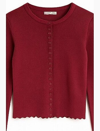 Gilet boutonné en maille côtelée mixray