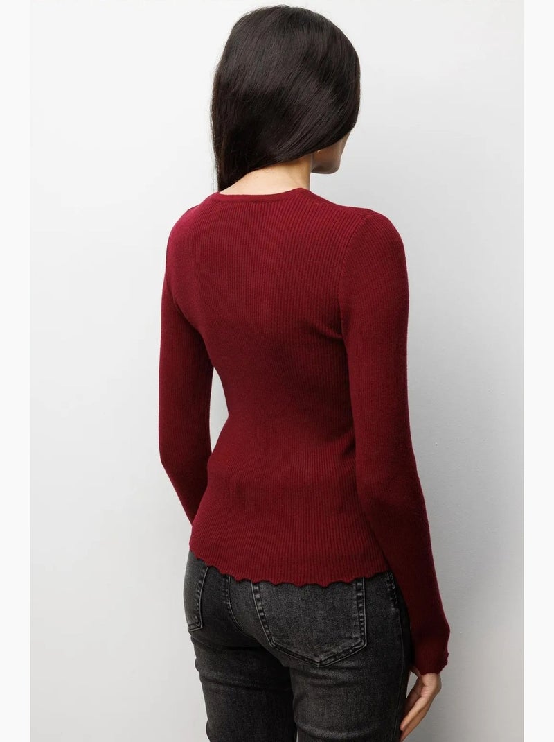 Gilet boutonné en maille côtelée mixray Rouge bordeaux - Kiabi